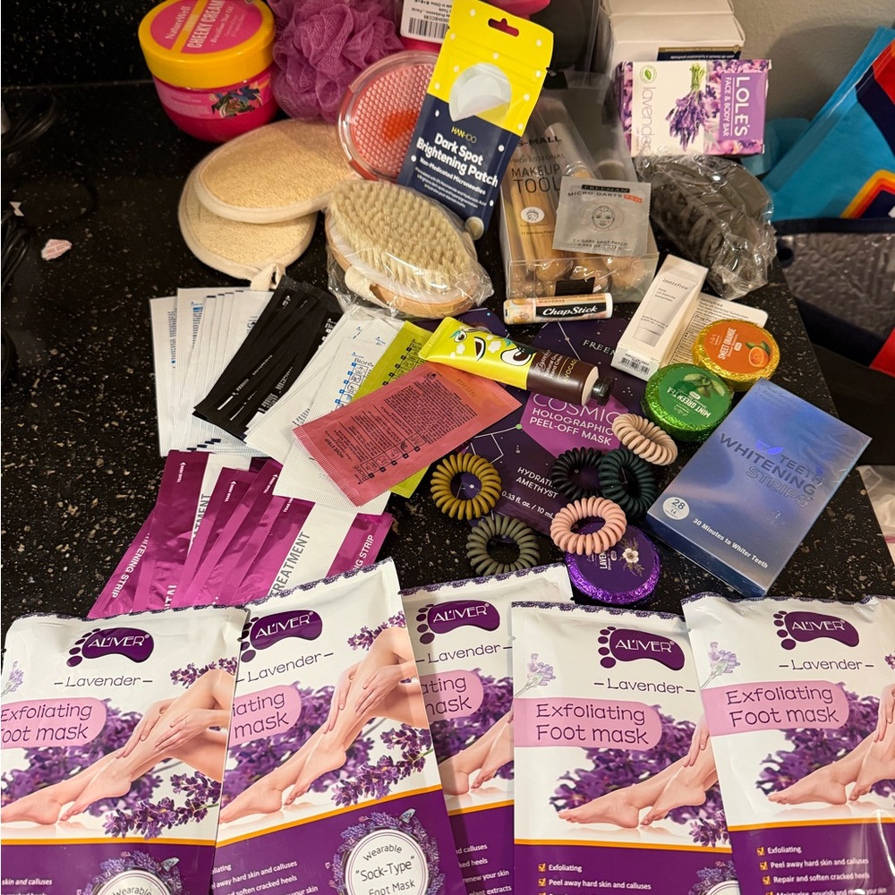 Assorted skin care, make up, toiletry items